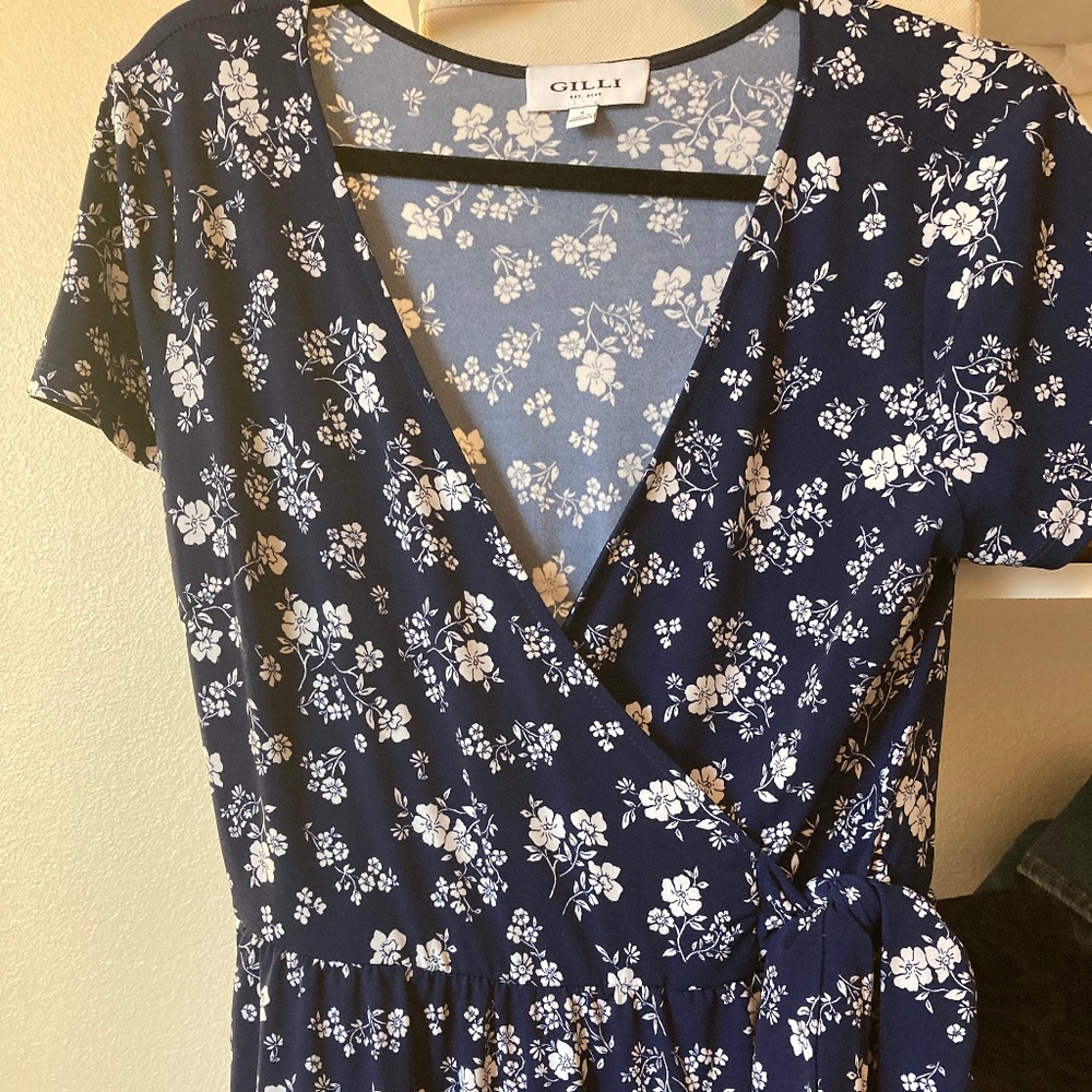 Navy Faux Wrap Jumpsuit
